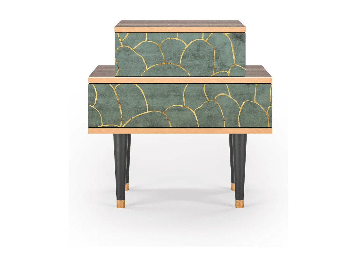 Stolik nocny - 58х58х41 cm - NS1 - Magnificent Water Lily, Orzech