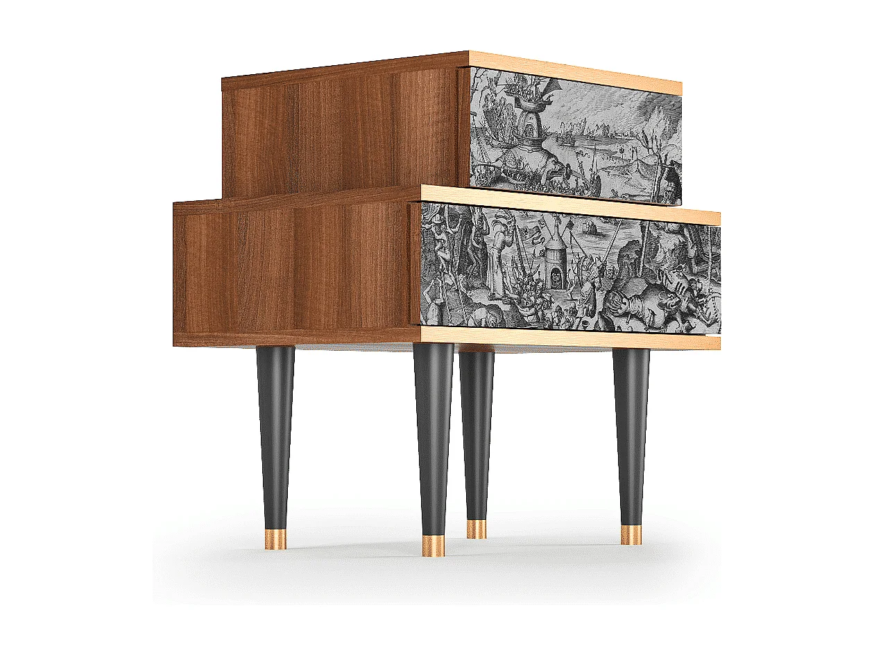 Stolik nocny - 58х58х41 cm - NS1 - The Temptation, Orzech