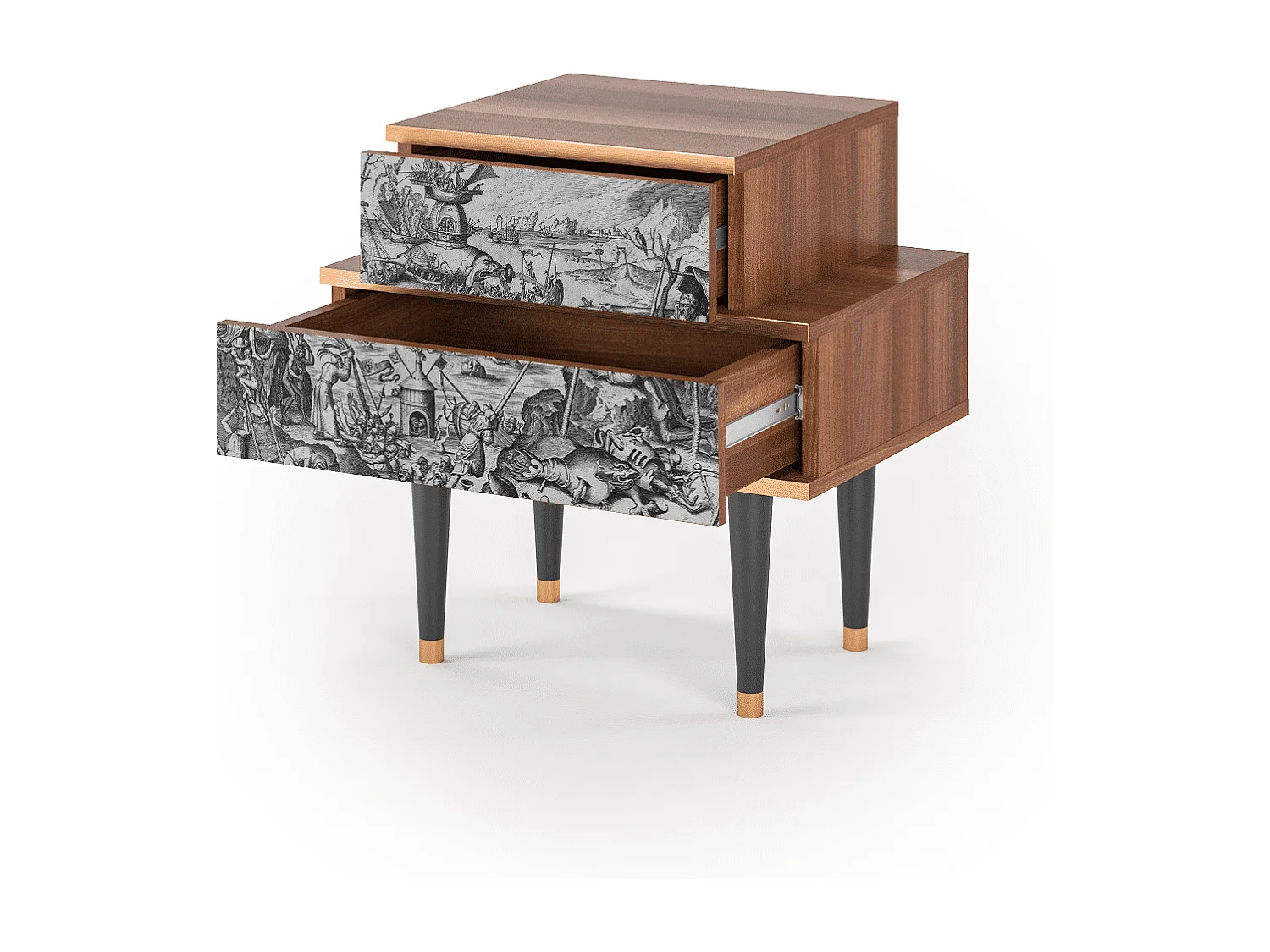 Stolik nocny - 58х58х41 cm - NS1 - The Temptation, Orzech