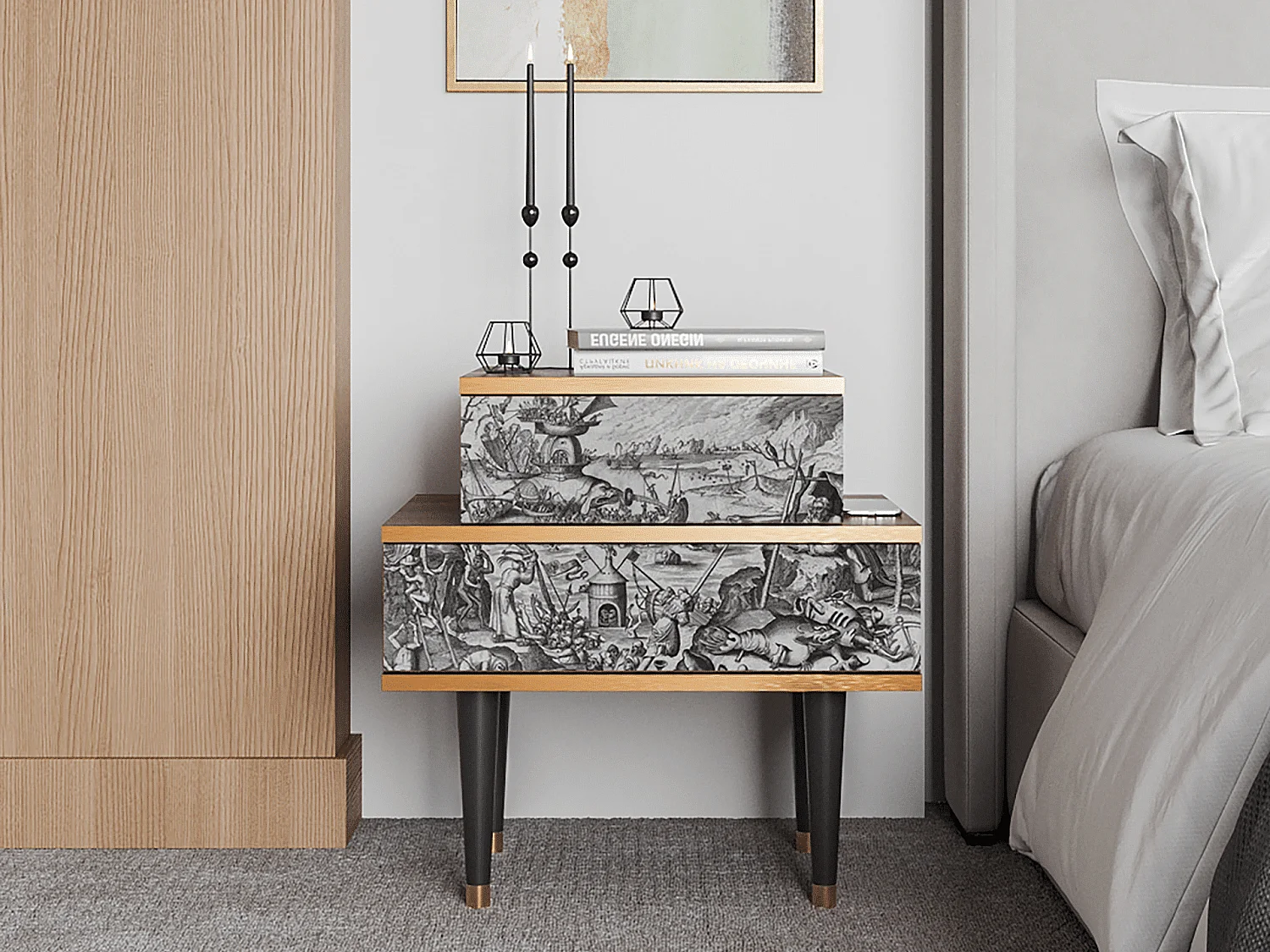 Table de nuit - 58х58х41 cm - NS1 - The Temptation, Noyer