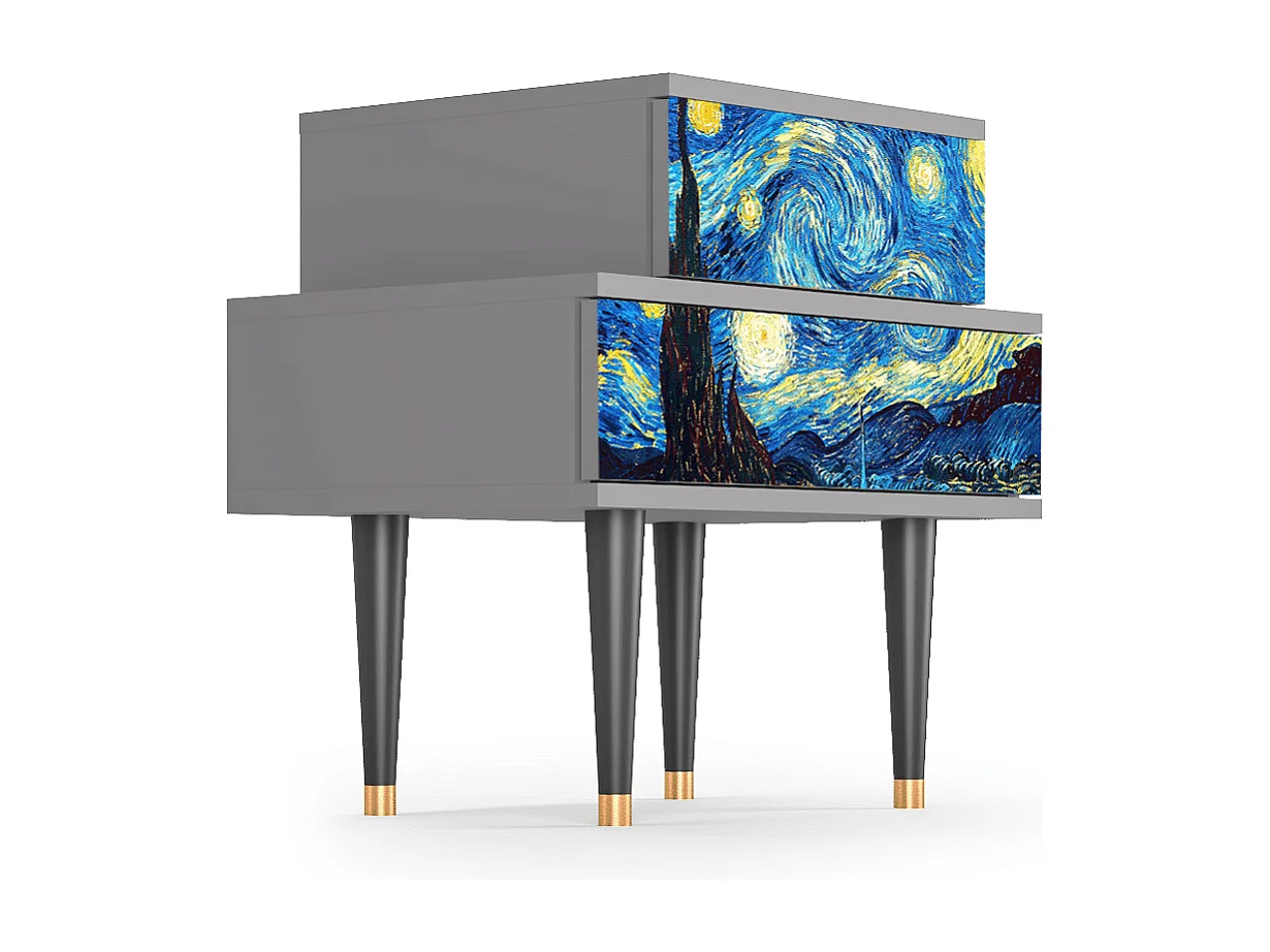 Nachtkastje - 58х58х41 cm - NS1 - The Starry Night  , Grijs