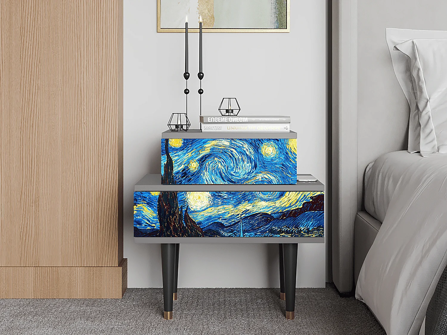 Table de nuit - 58х58х41 cm - NS1 - The Starry Night  , Gris