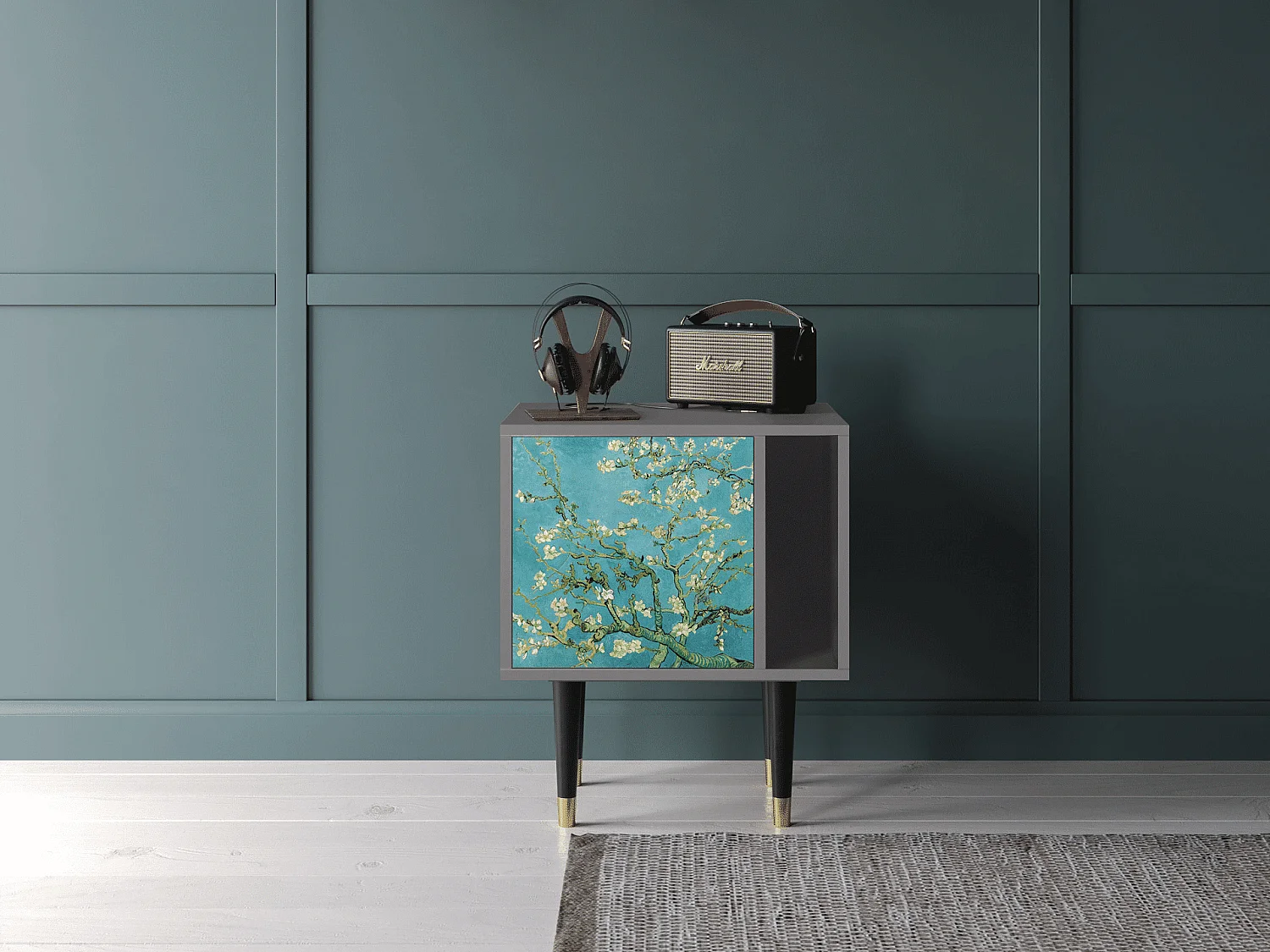 Stolik nocny - 57х69х48 cm - S2 - Almond Blossom, Szary