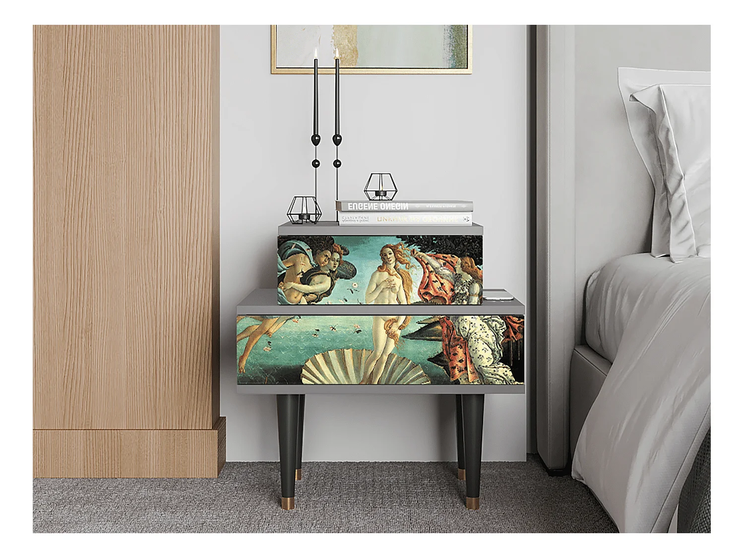 Table de nuit - 58х58х41 cm - NS1 - The Birth of Venus, Gris