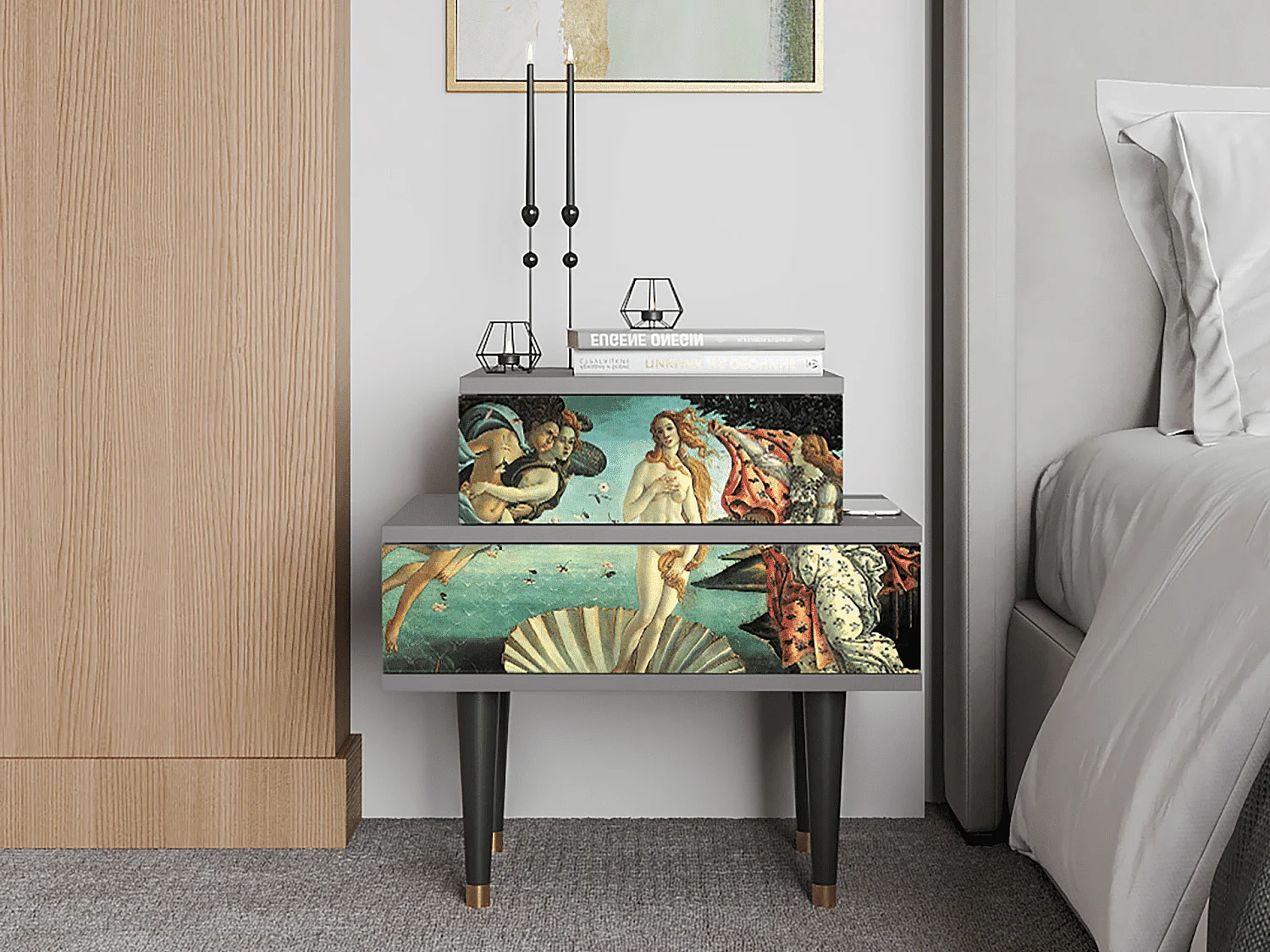 Table de nuit - 58х58х41 cm - NS1 - The Birth of Venus, Gris