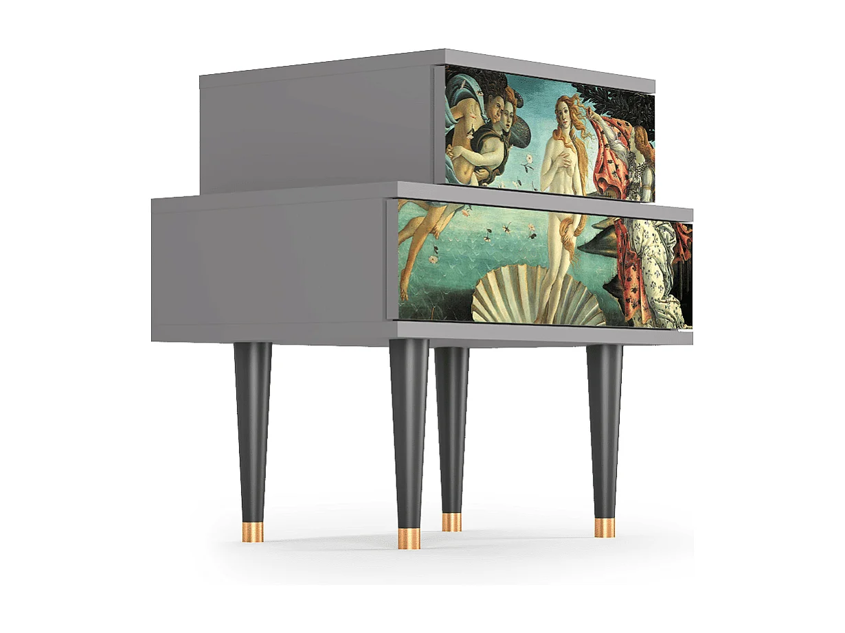 Stolik nocny - 58х58х41 cm - NS1 - The Birth of Venus, Szary