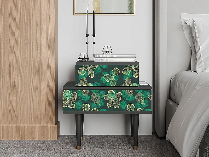 Comodino - 58х58х41 cm - NS1 - Green Flower, Antracite