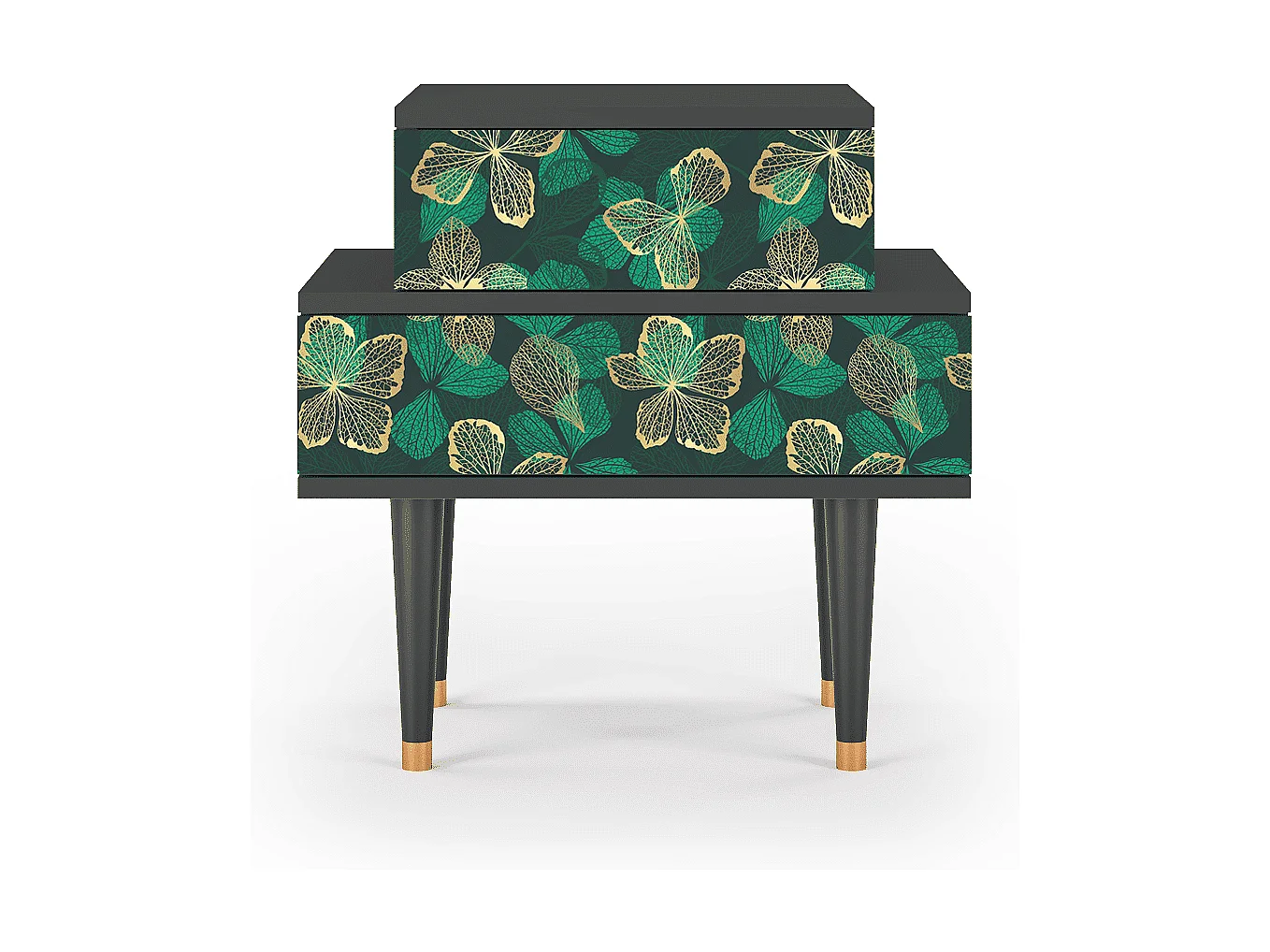 Stolik nocny - 58х58х41 cm - NS1 - Green Flower, Antracyt