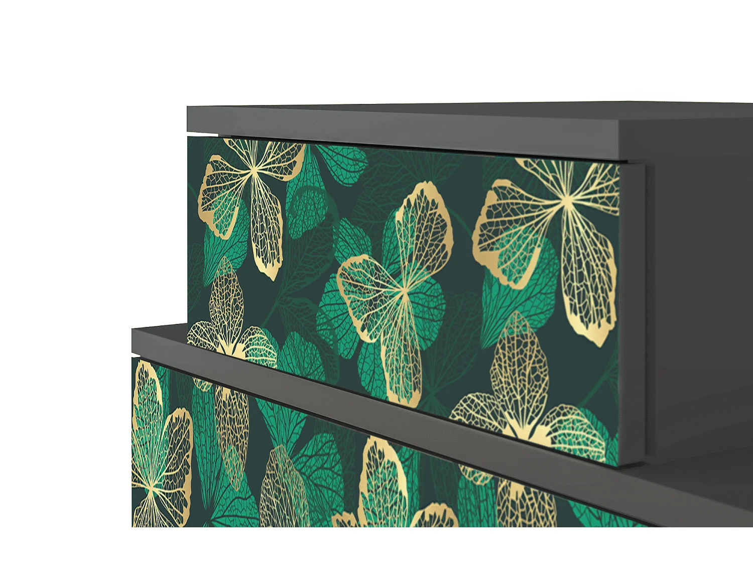 Table de nuit - 58х58х41 cm - NS1 - Green Flower, Anthracite