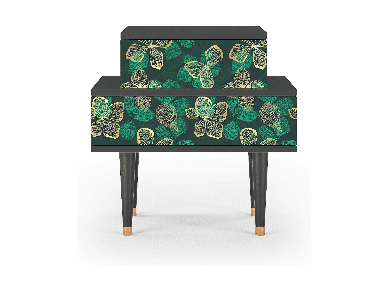 Stolik nocny - 58х58х41 cm - NS1 - Green Flower, Antracyt