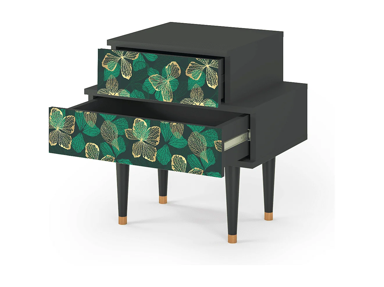 Stolik nocny - 58х58х41 cm - NS1 - Green Flower, Antracyt