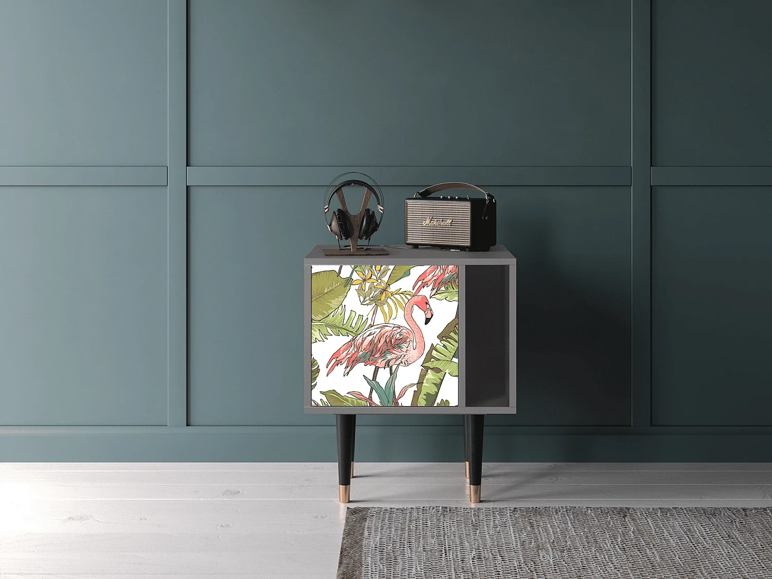 Stolik nocny - 57х69х48 cm - S2 - Sweet Flamingo, Szary