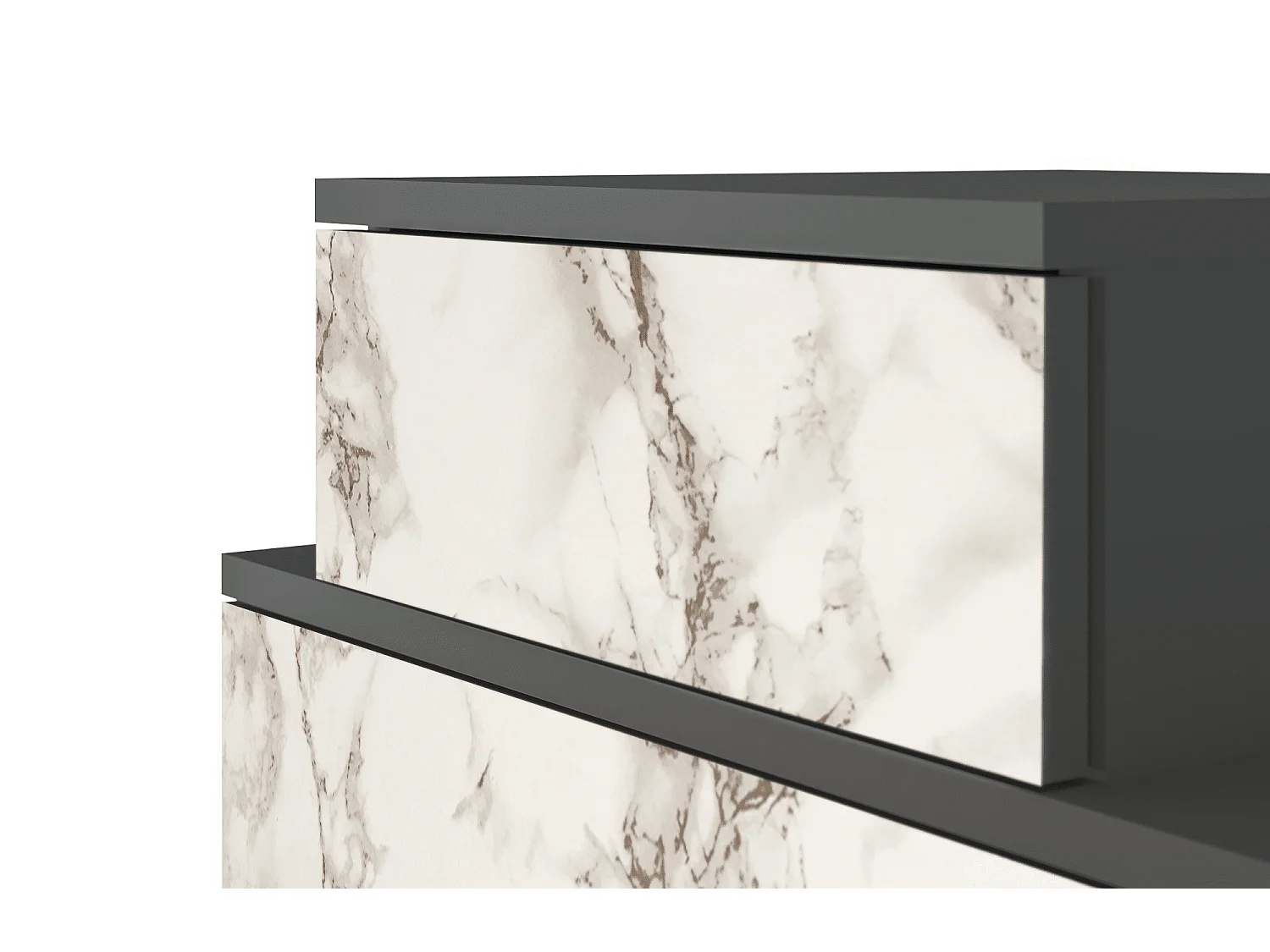 Stolik nocny - 58х58х41 cm - NS1 - Milk Marble, Antracyt