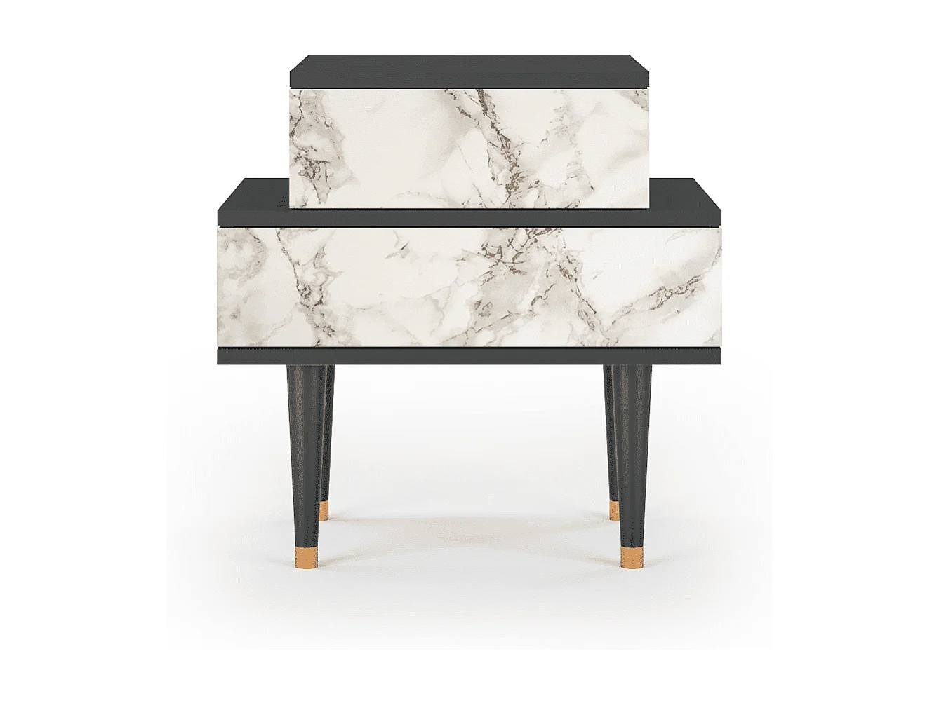 Table de nuit - 58х58х41 cm - NS1 - Milk Marble, Anthracite