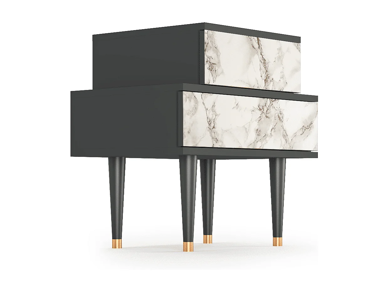 Table de nuit - 58х58х41 cm - NS1 - Milk Marble, Anthracite