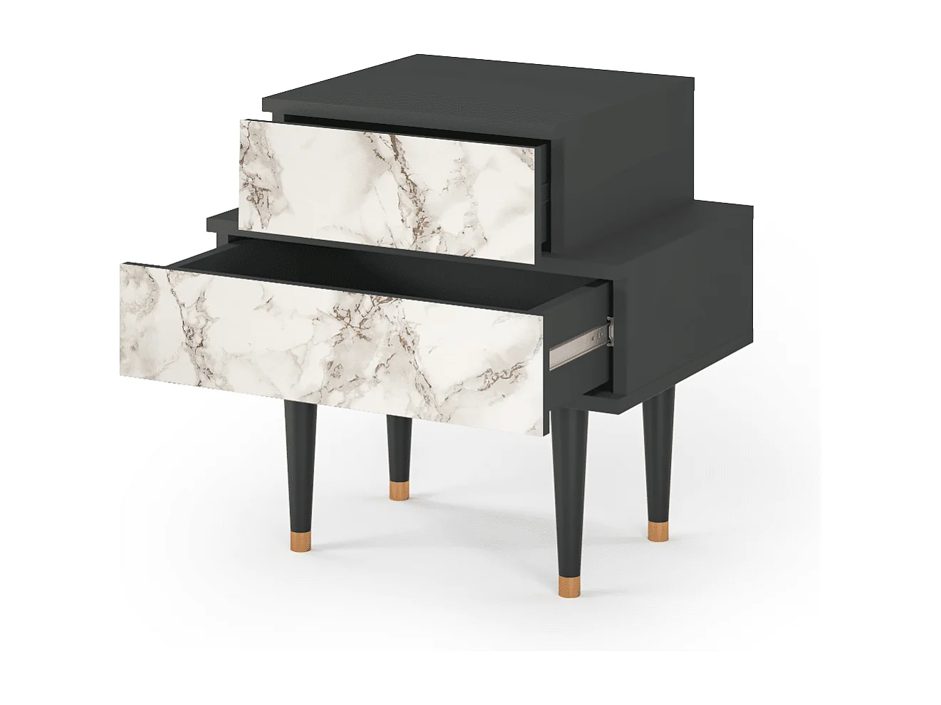 Table de nuit - 58х58х41 cm - NS1 - Milk Marble, Anthracite