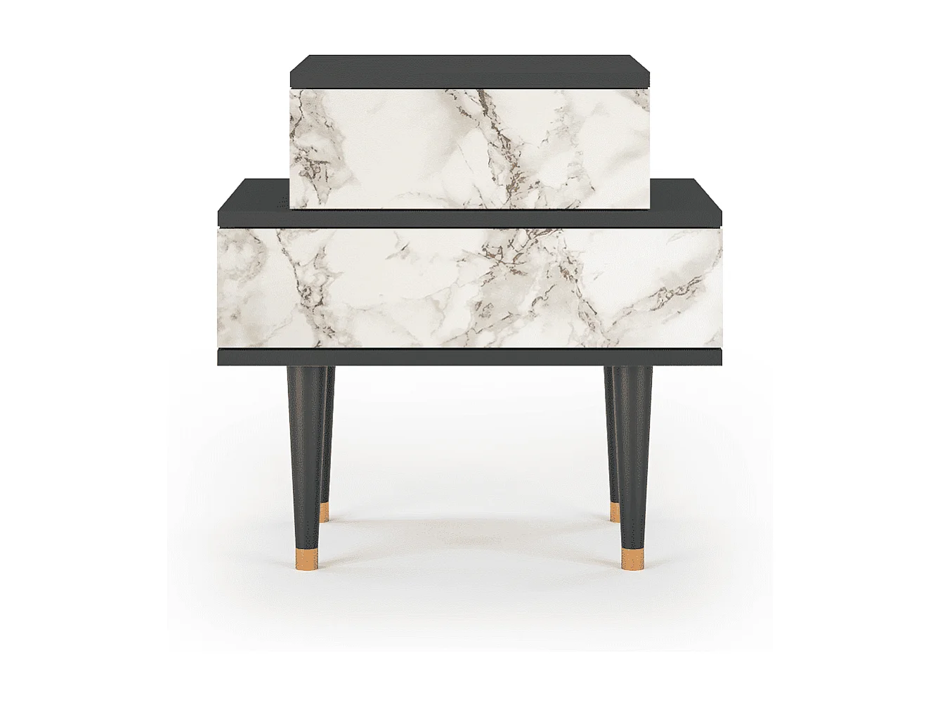 Stolik nocny - 58х58х41 cm - NS1 - Milk Marble, Antracyt