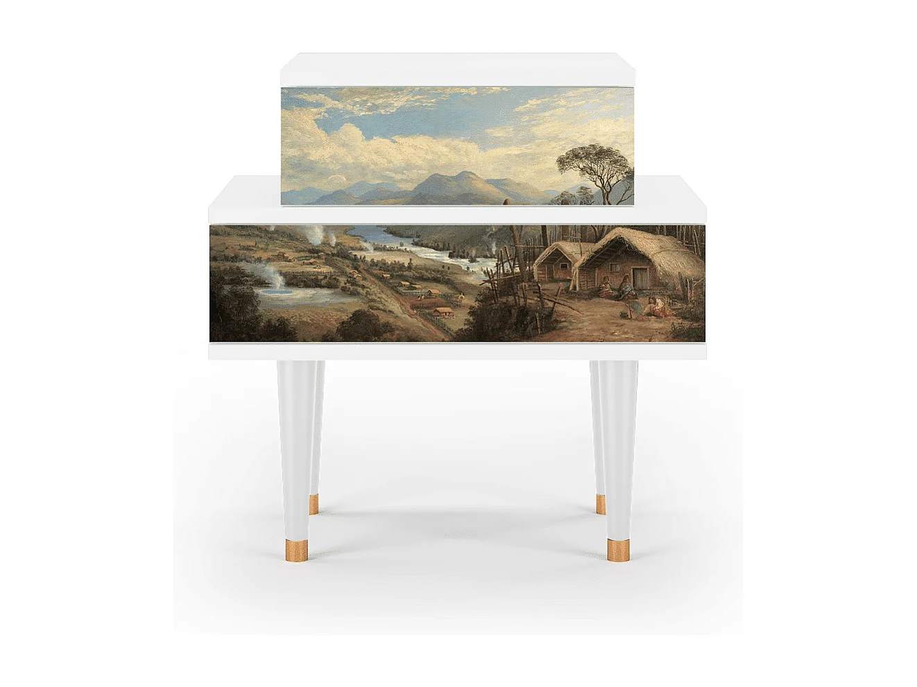 Stolik nocny - 58х58х41 cm - NS1 - View Across the Plains , Biały