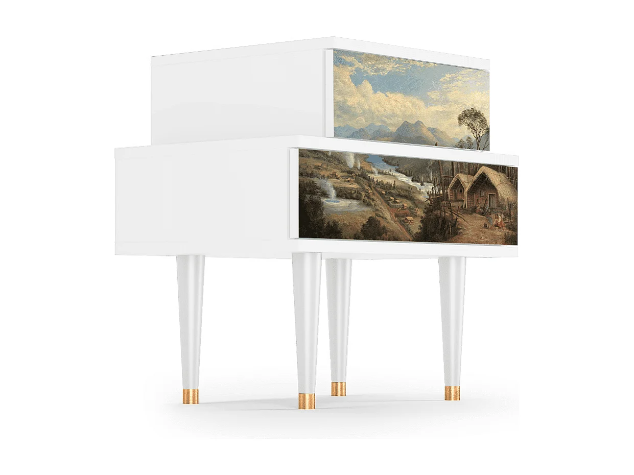 Stolik nocny - 58х58х41 cm - NS1 - View Across the Plains , Biały