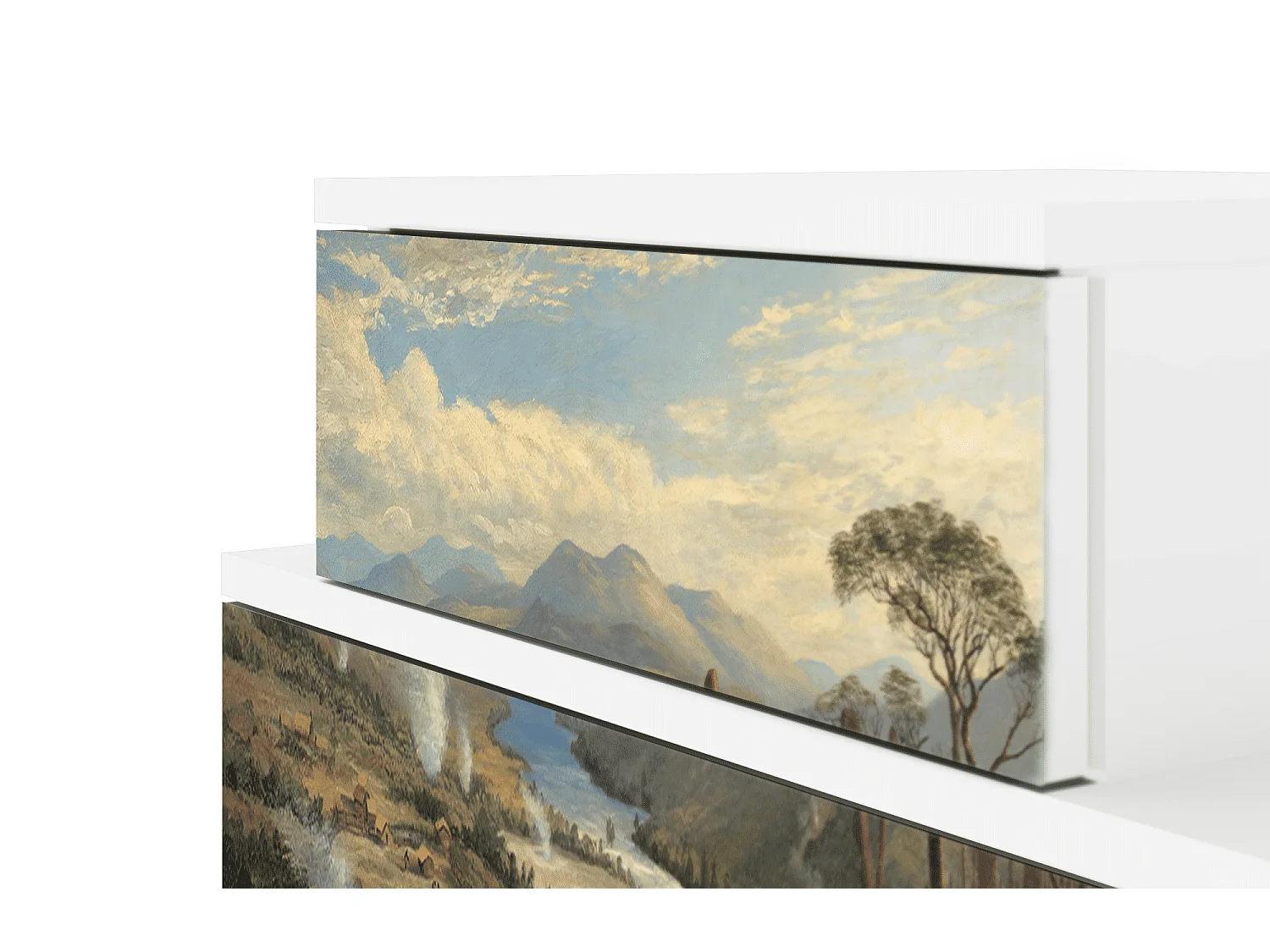 Stolik nocny - 58х58х41 cm - NS1 - View Across the Plains , Biały