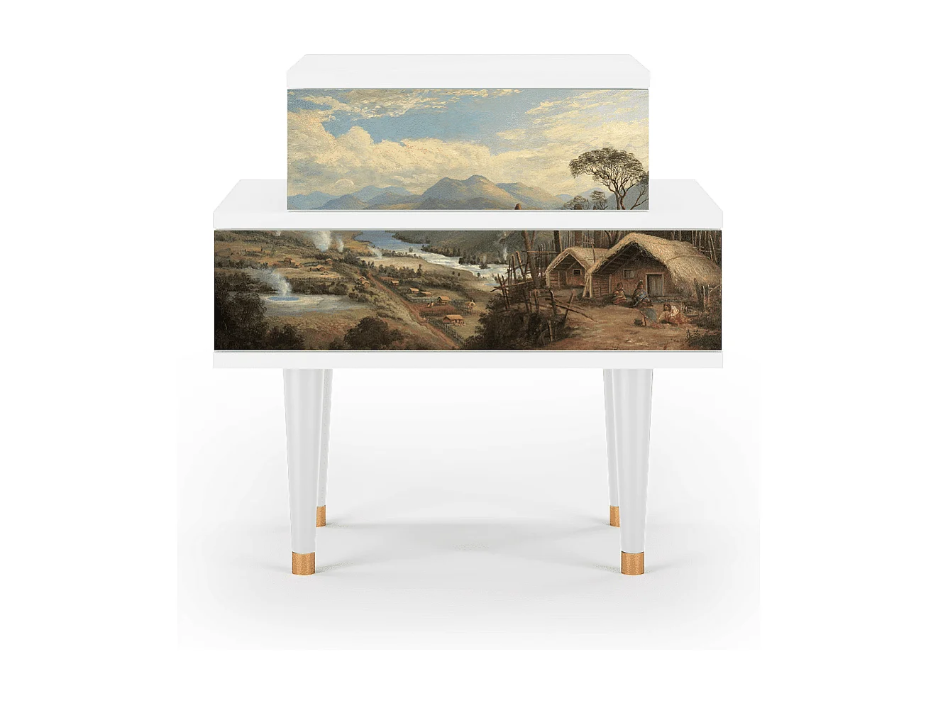 Stolik nocny - 58х58х41 cm - NS1 - View Across the Plains , Biały