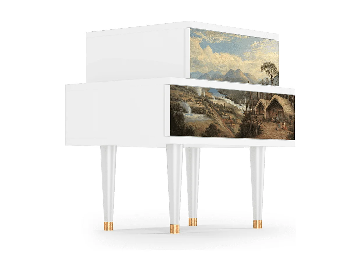 Stolik nocny - 58х58х41 cm - NS1 - View Across the Plains , Biały