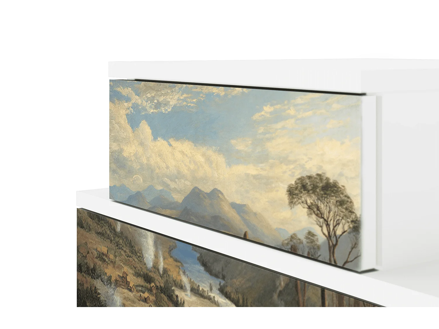 Stolik nocny - 58х58х41 cm - NS1 - View Across the Plains , Biały