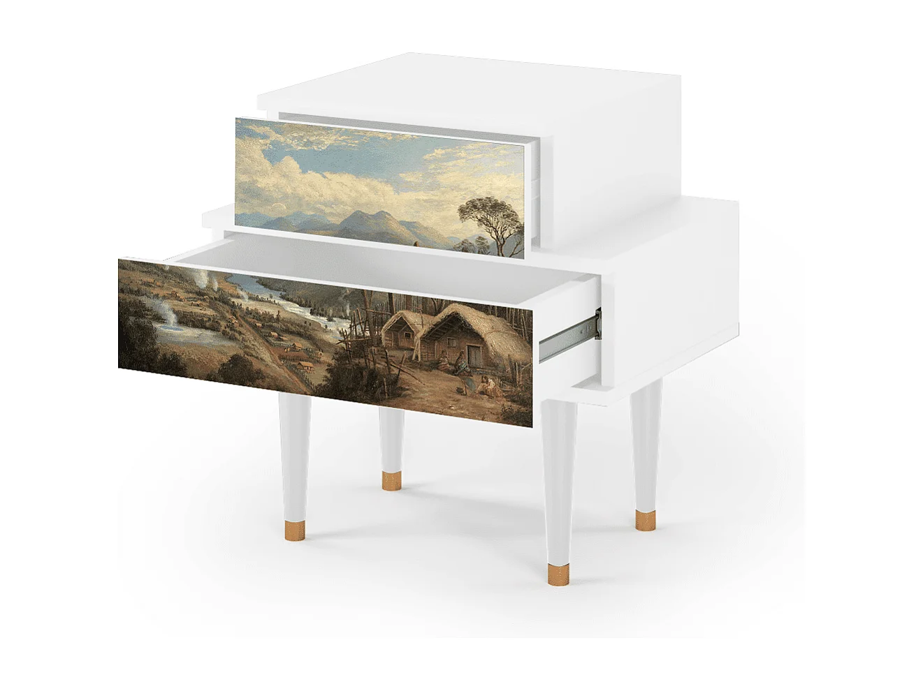 Stolik nocny - 58х58х41 cm - NS1 - View Across the Plains , Biały