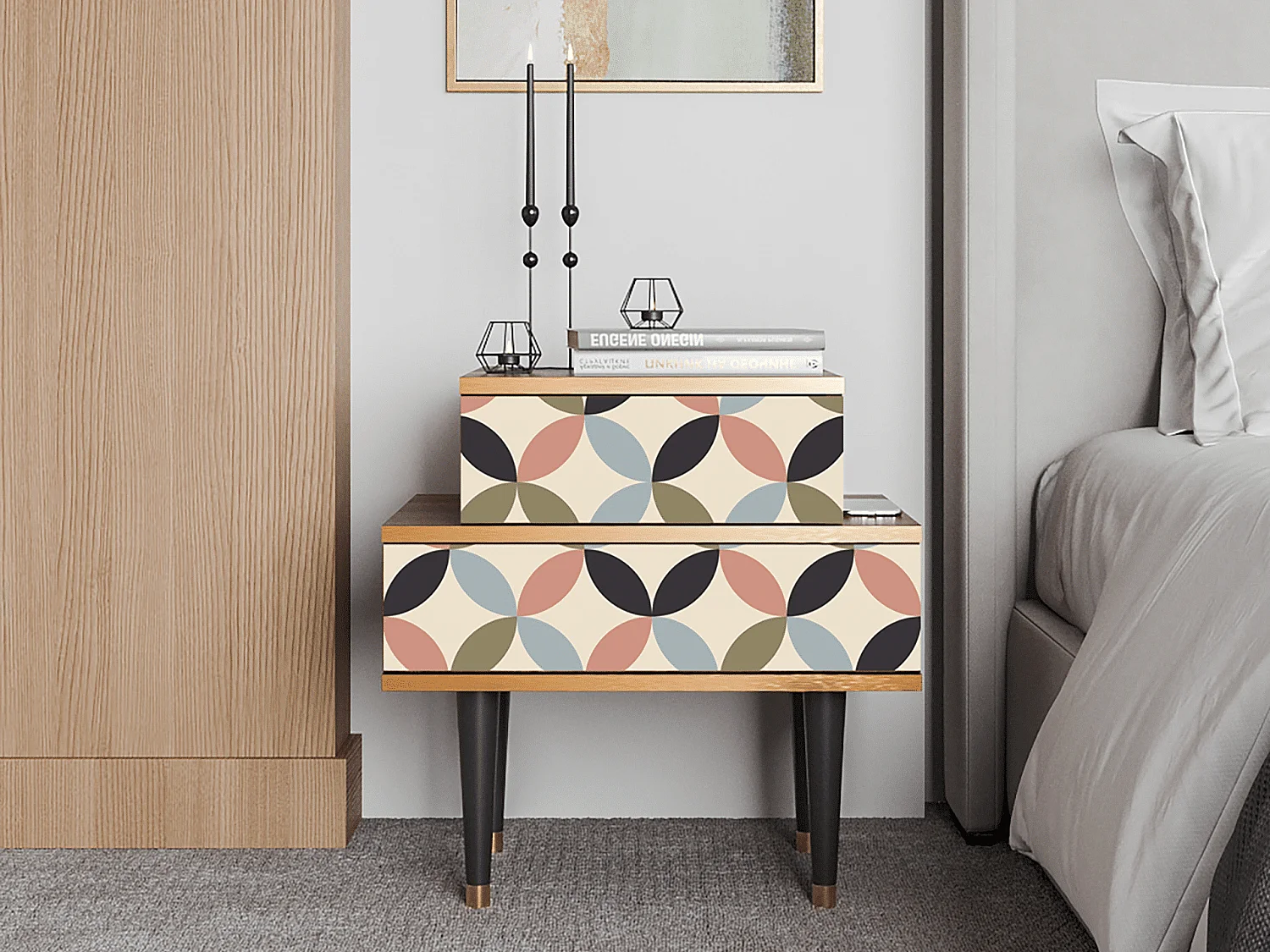 Criado-mudo - 58х58х41 cm - NS1 - Butterfly Effect, Nogueira