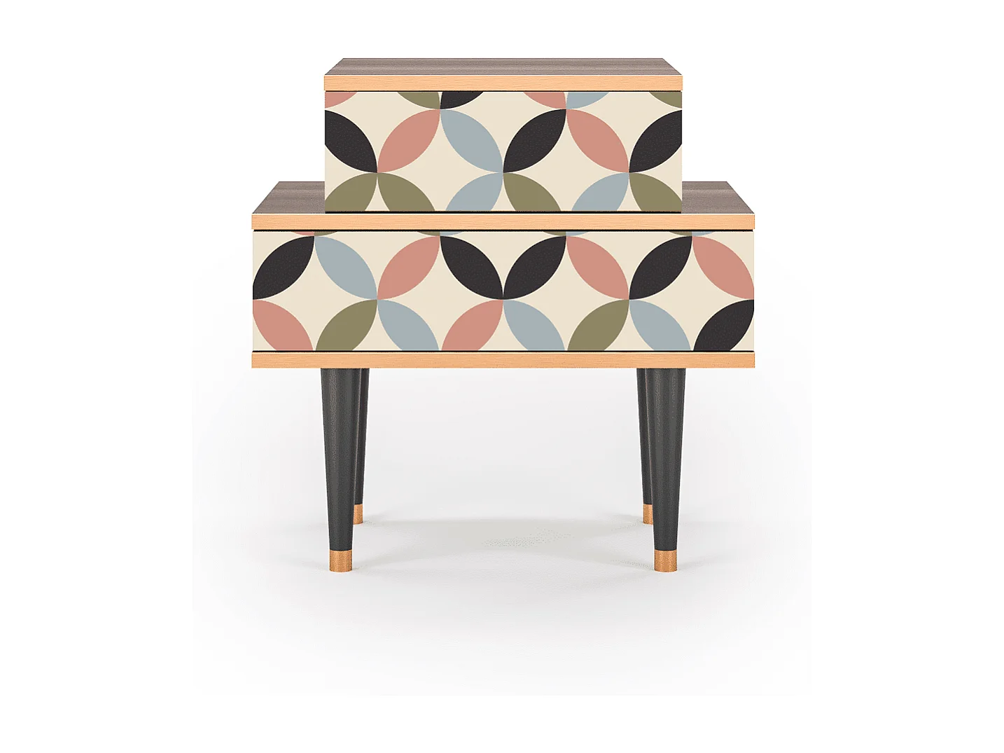 Stolik nocny - 58х58х41 cm - NS1 - Butterfly Effect, Orzech