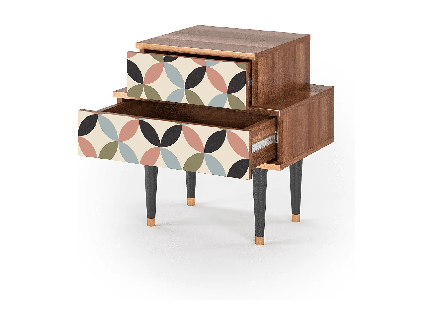 Stolik nocny - 58х58х41 cm - NS1 - Butterfly Effect, Orzech