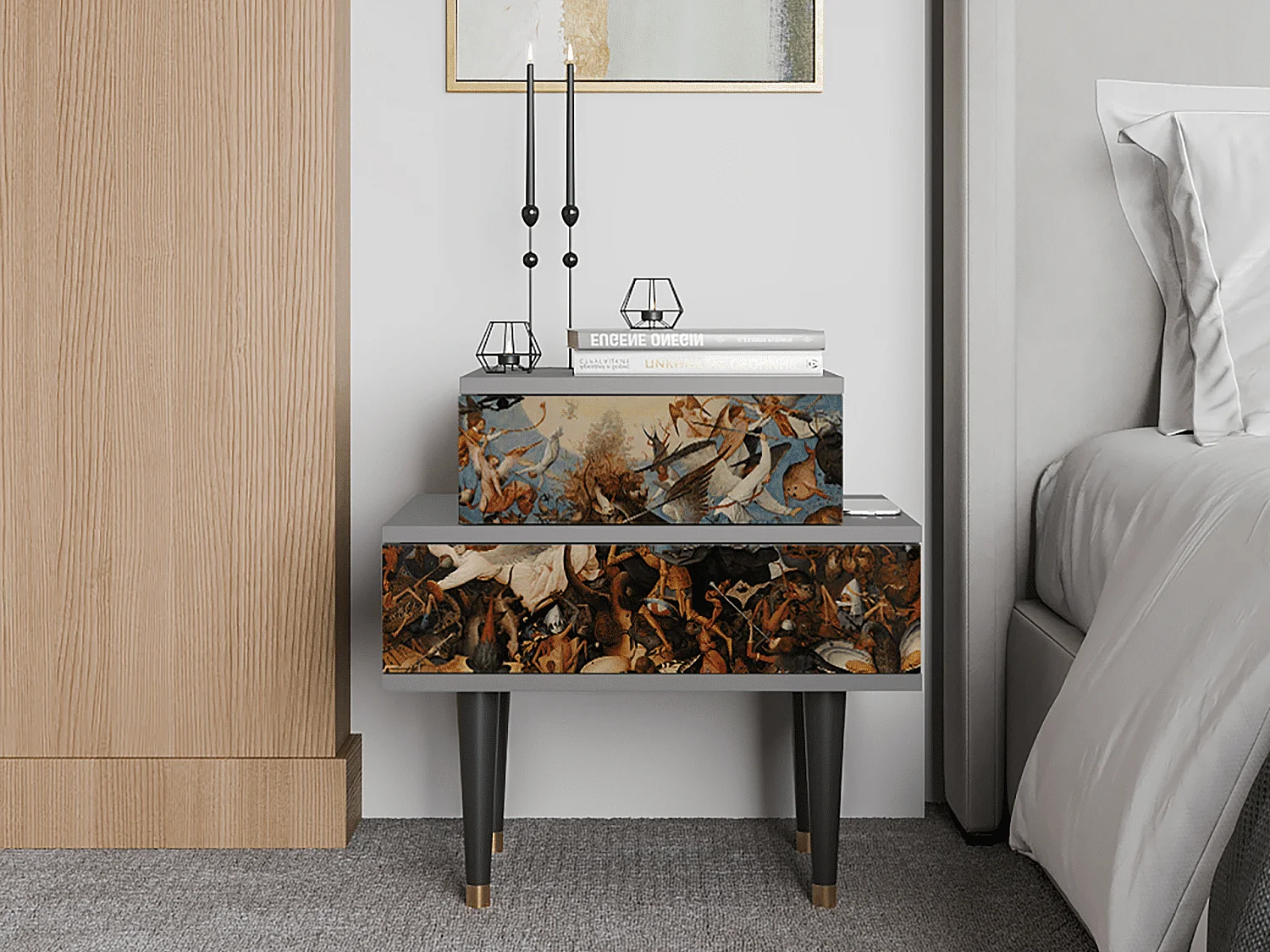 Criado-mudo - 58х58х41 cm - NS1 - The Fall, Cinza