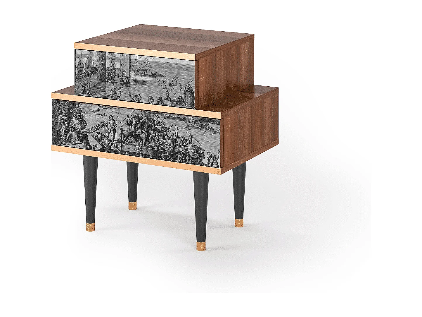 Stolik nocny - 58х58х41 cm - NS1 - Saint Martin, Orzech