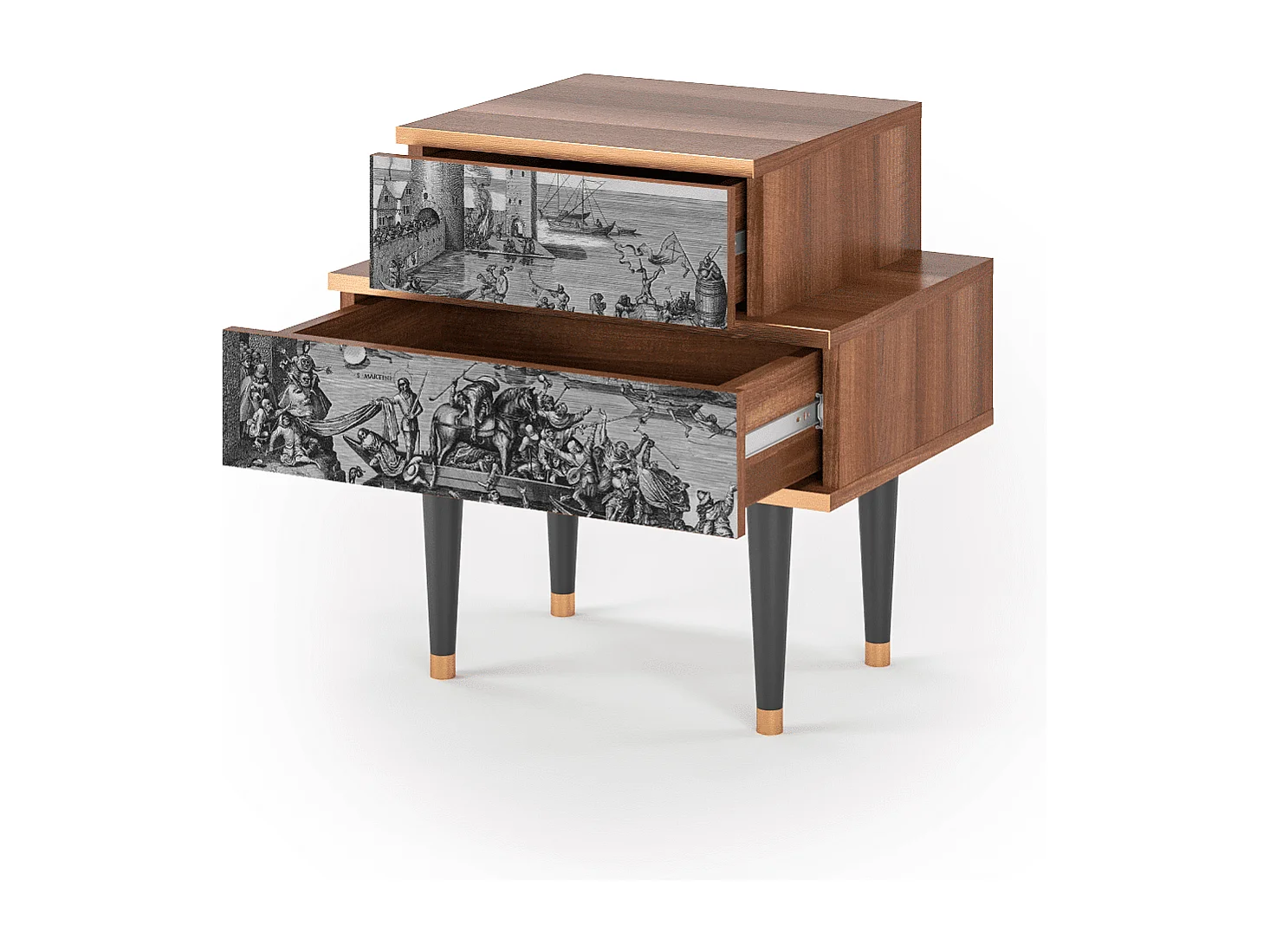 Stolik nocny - 58х58х41 cm - NS1 - Saint Martin, Orzech