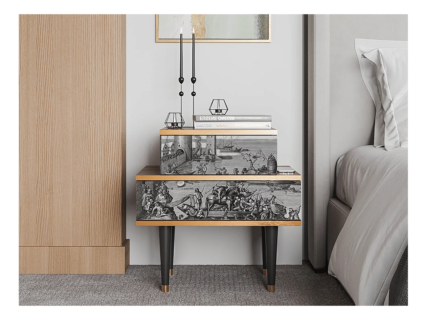 Table de nuit - 58х58х41 cm - NS1 - Saint Martin, Noyer