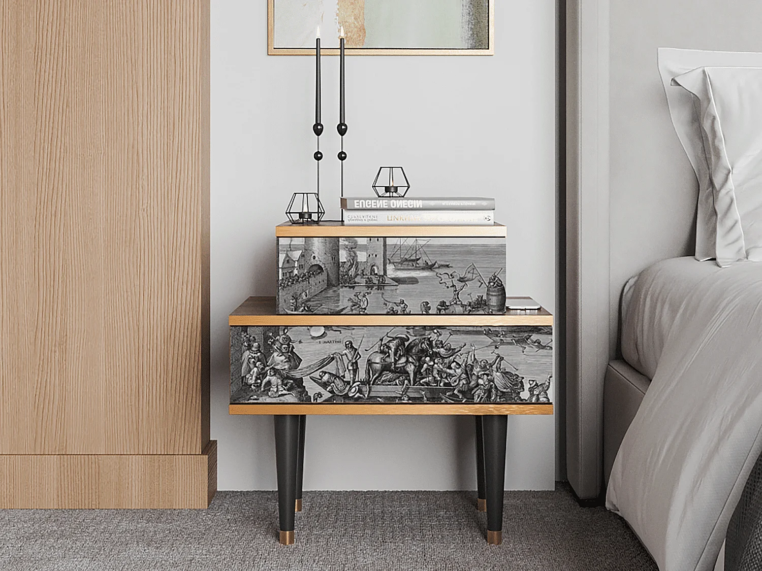 Table de nuit - 58х58х41 cm - NS1 - Saint Martin, Noyer