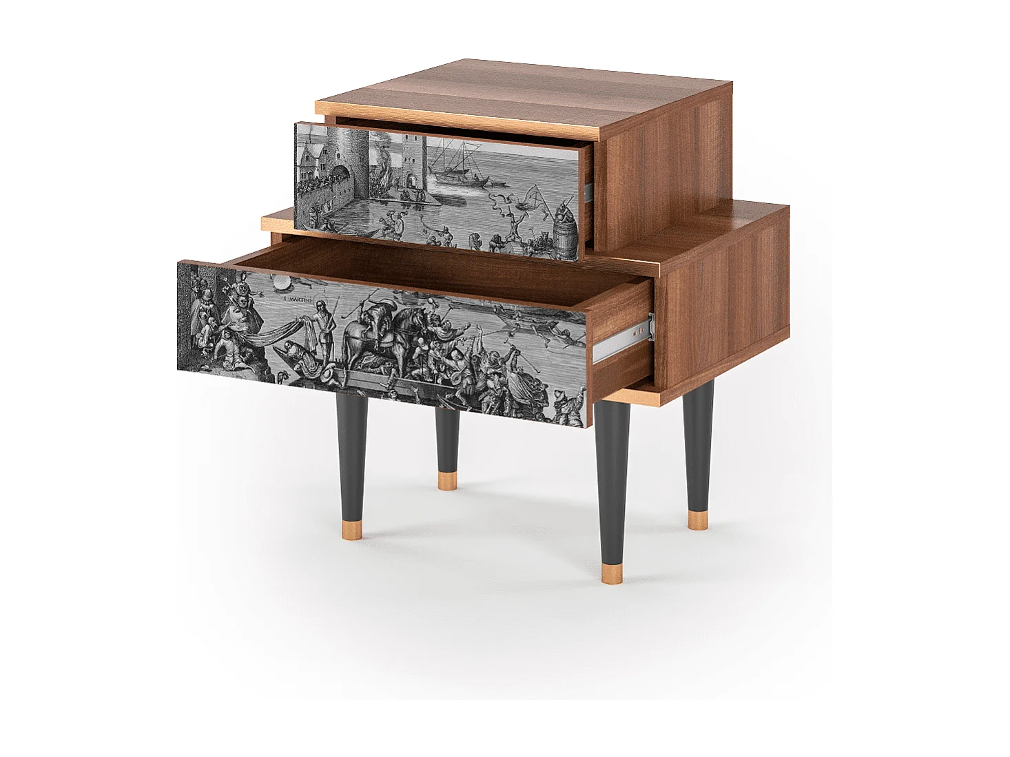 Stolik nocny - 58х58х41 cm - NS1 - Saint Martin, Orzech