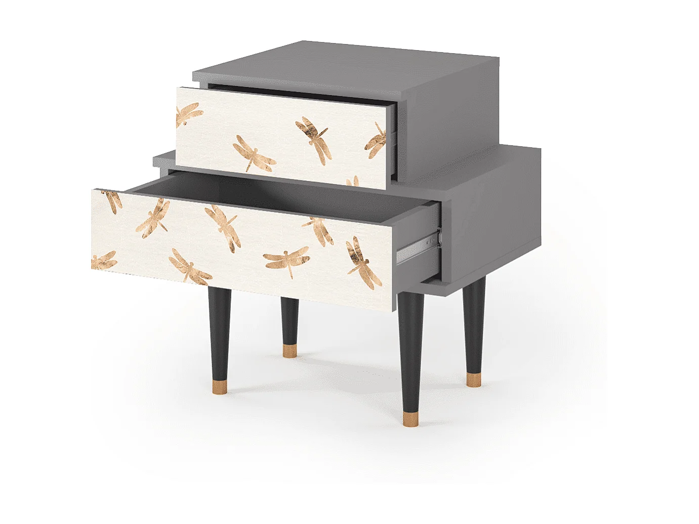 Stolik nocny - 58х58х41 cm - NS1 - Nude Dragonflies, Szary