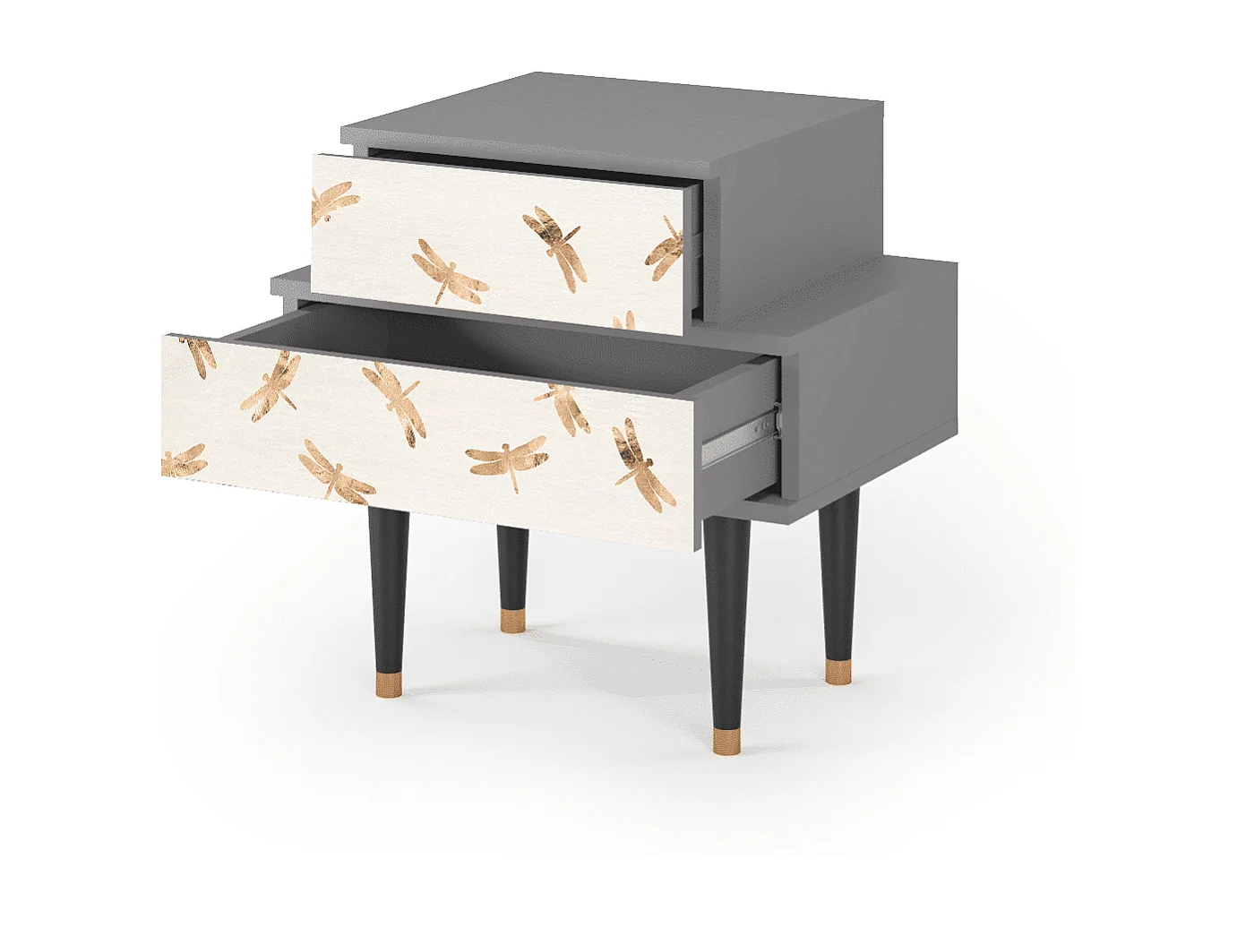 Stolik nocny - 58х58х41 cm - NS1 - Nude Dragonflies, Szary