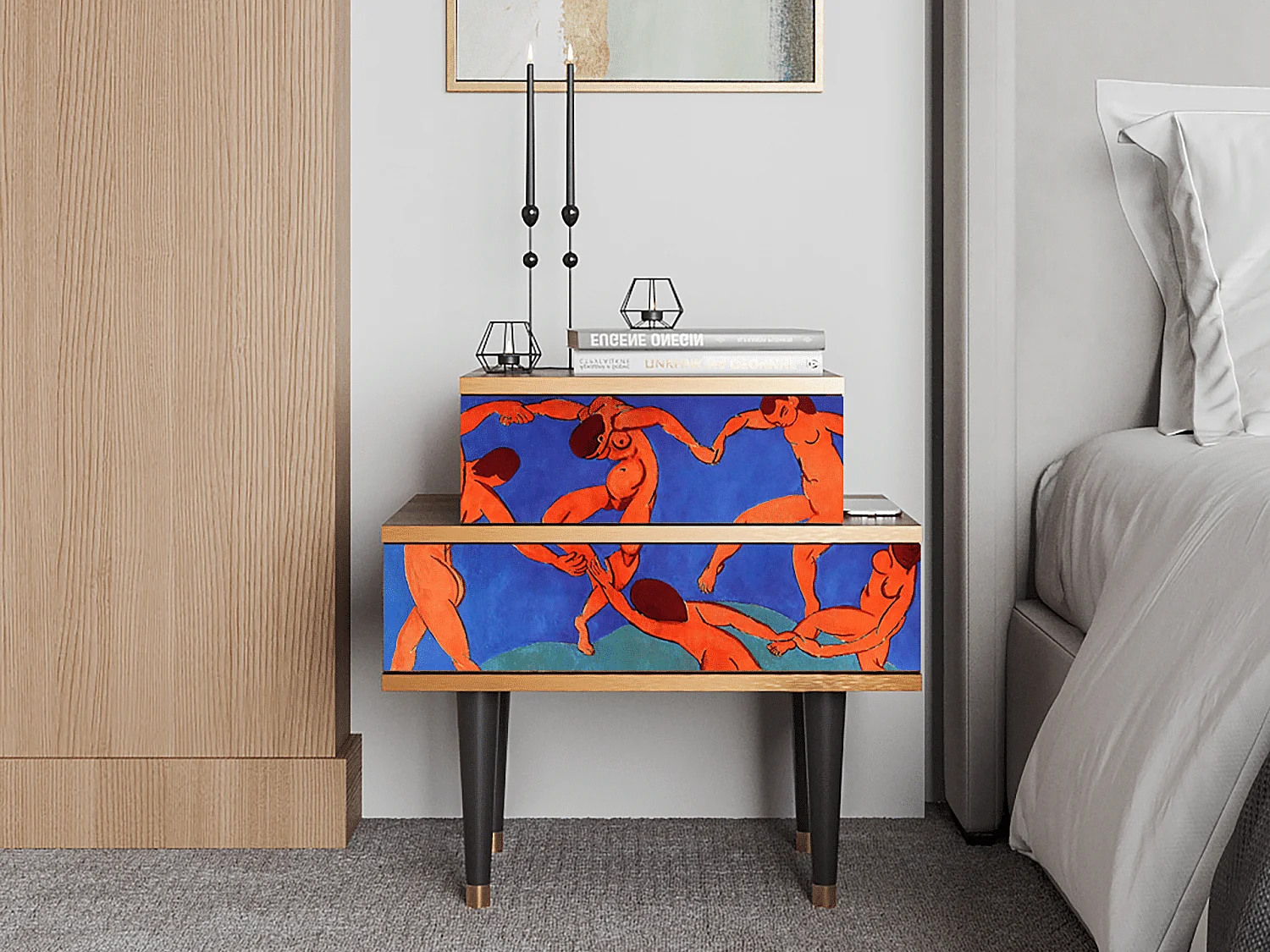 Stolik nocny - 58х58х41 cm - NS1 - The Dance by Matisse , Orzech