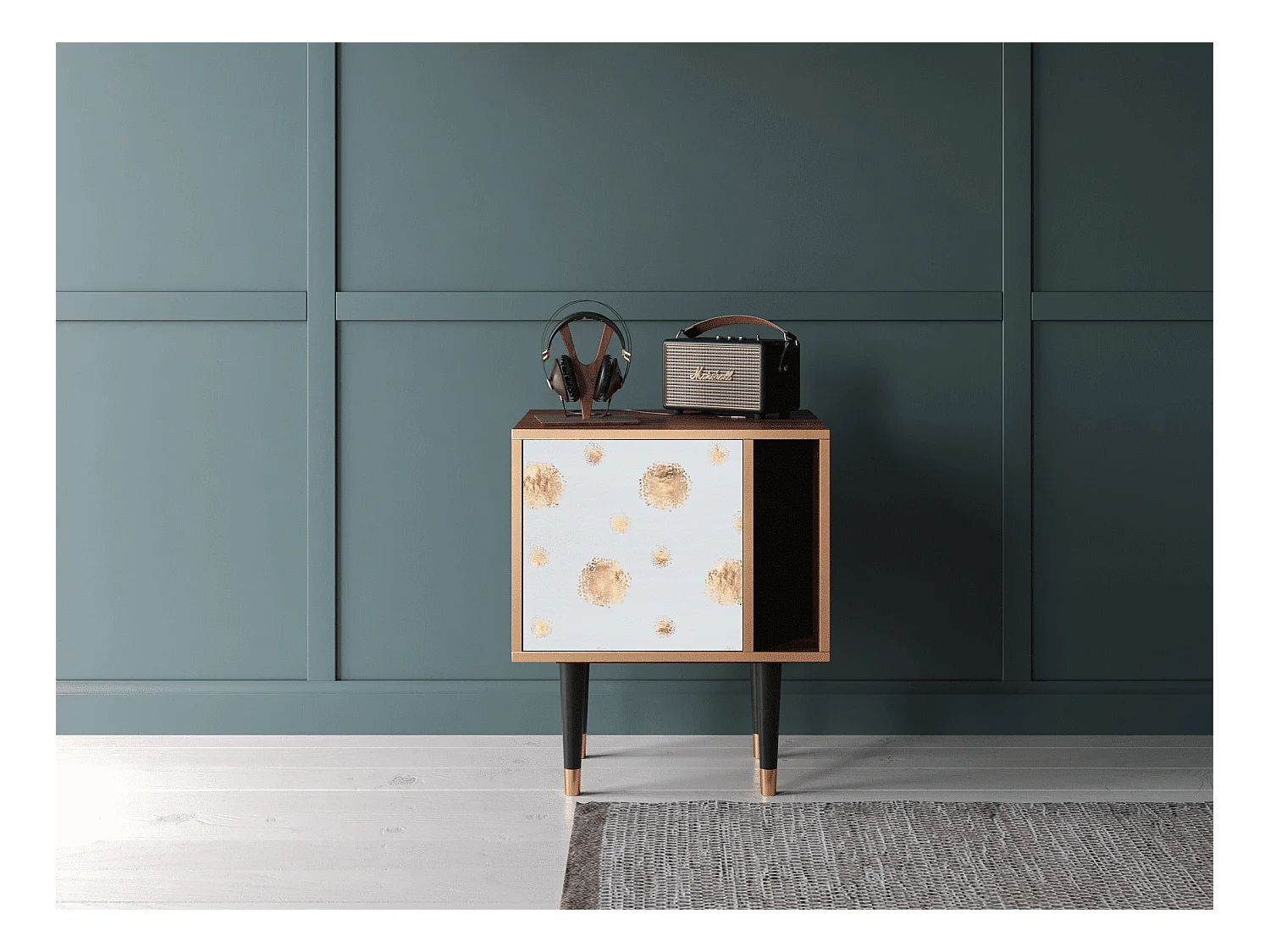 Nachttisch - 57х69х48 cm - S2 - Sky Latte, Walnuss