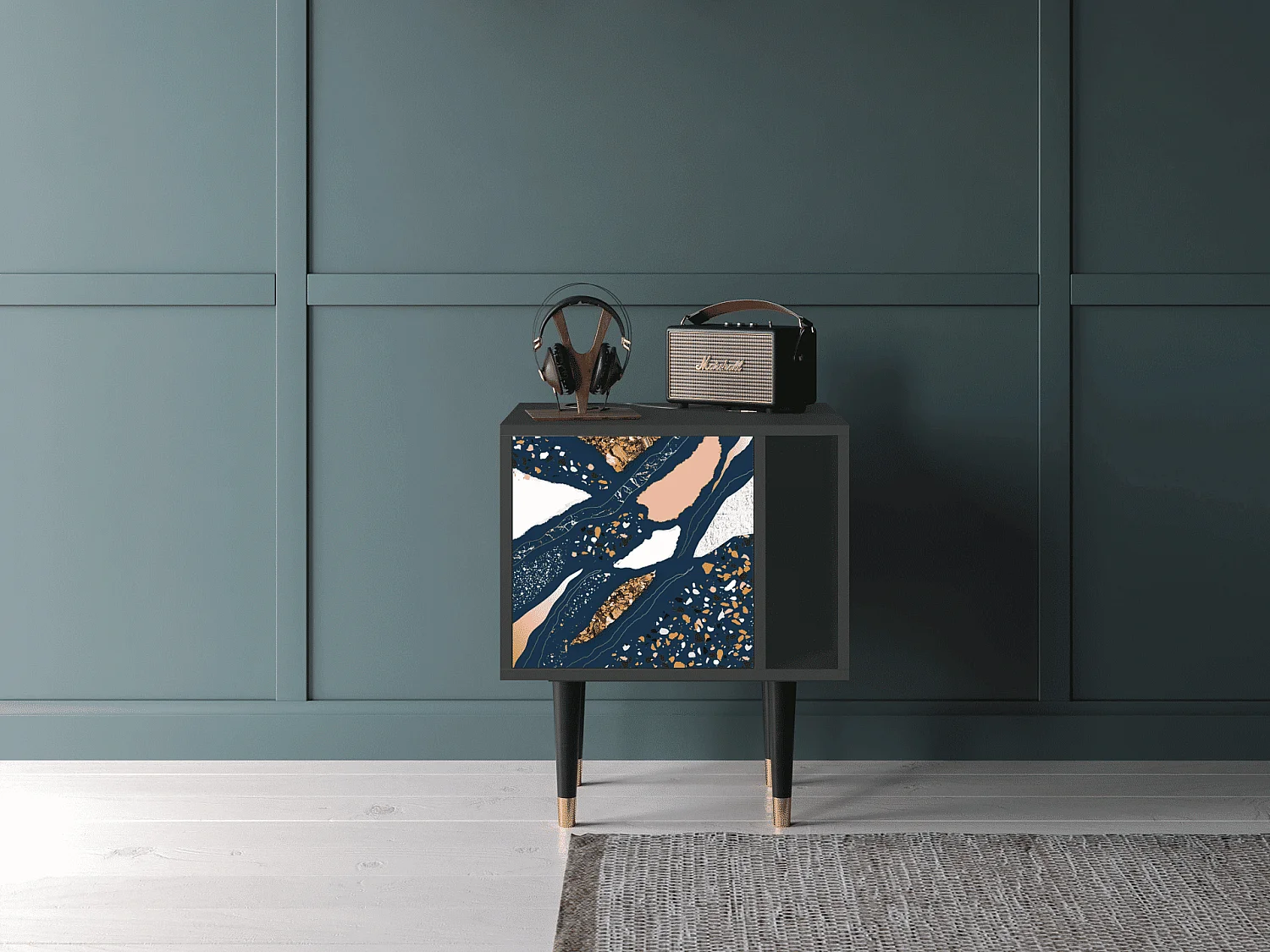 Stolik nocny - 57х69х48 cm - S2 - Nude Iceberg, Antracyt