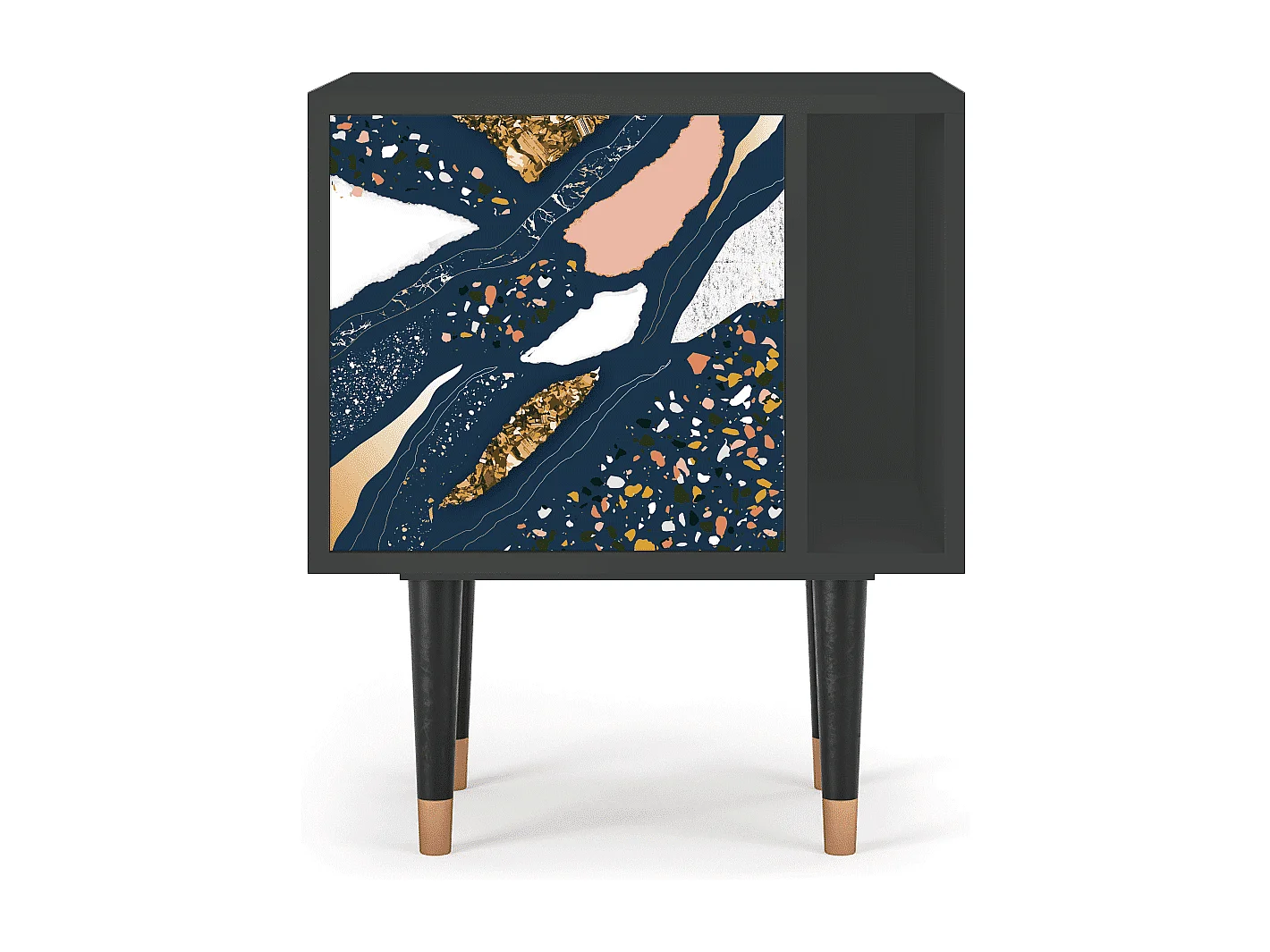 Stolik nocny - 57х69х48 cm - S2 - Nude Iceberg, Antracyt