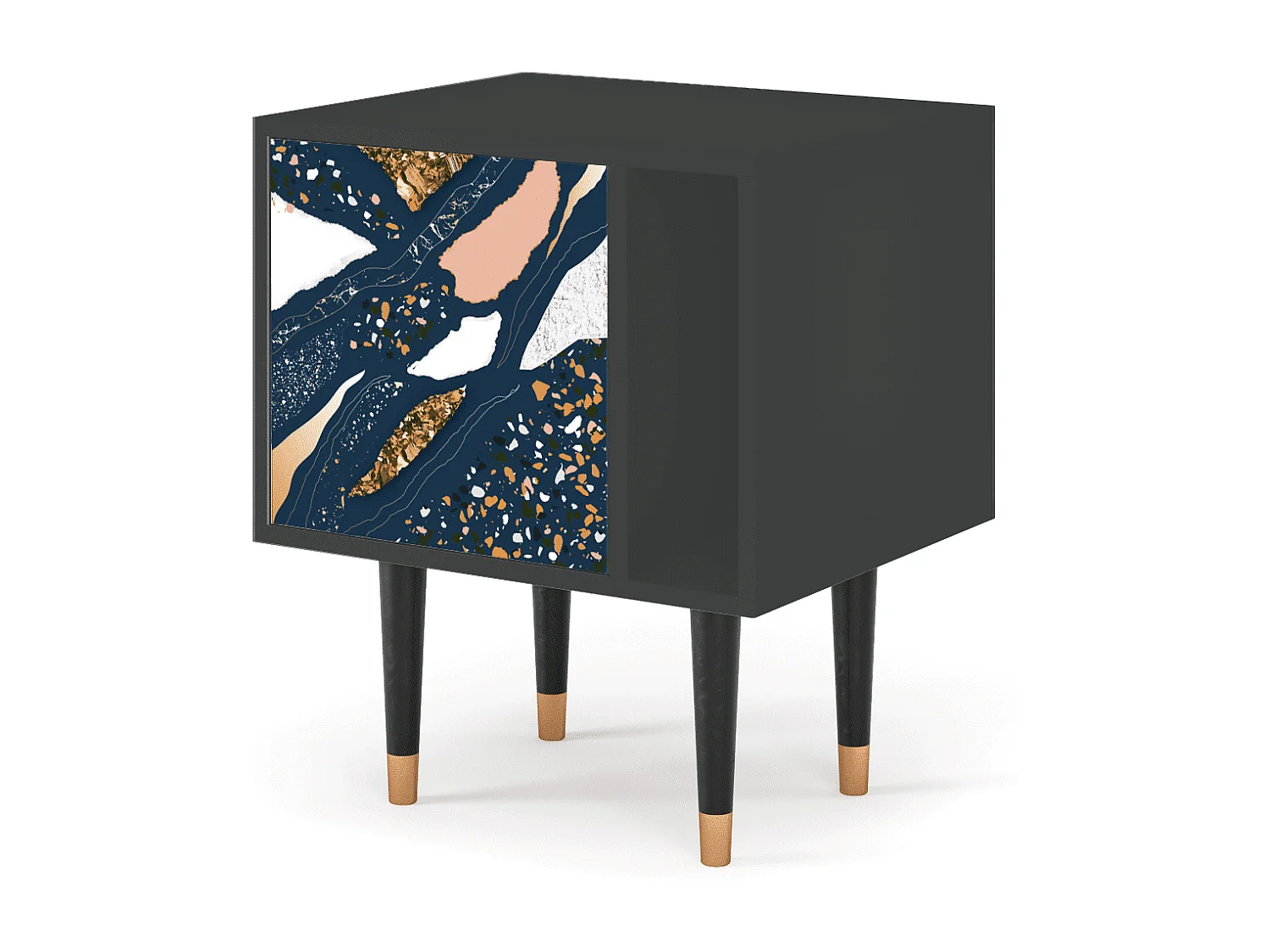 Stolik nocny - 57х69х48 cm - S2 - Nude Iceberg, Antracyt