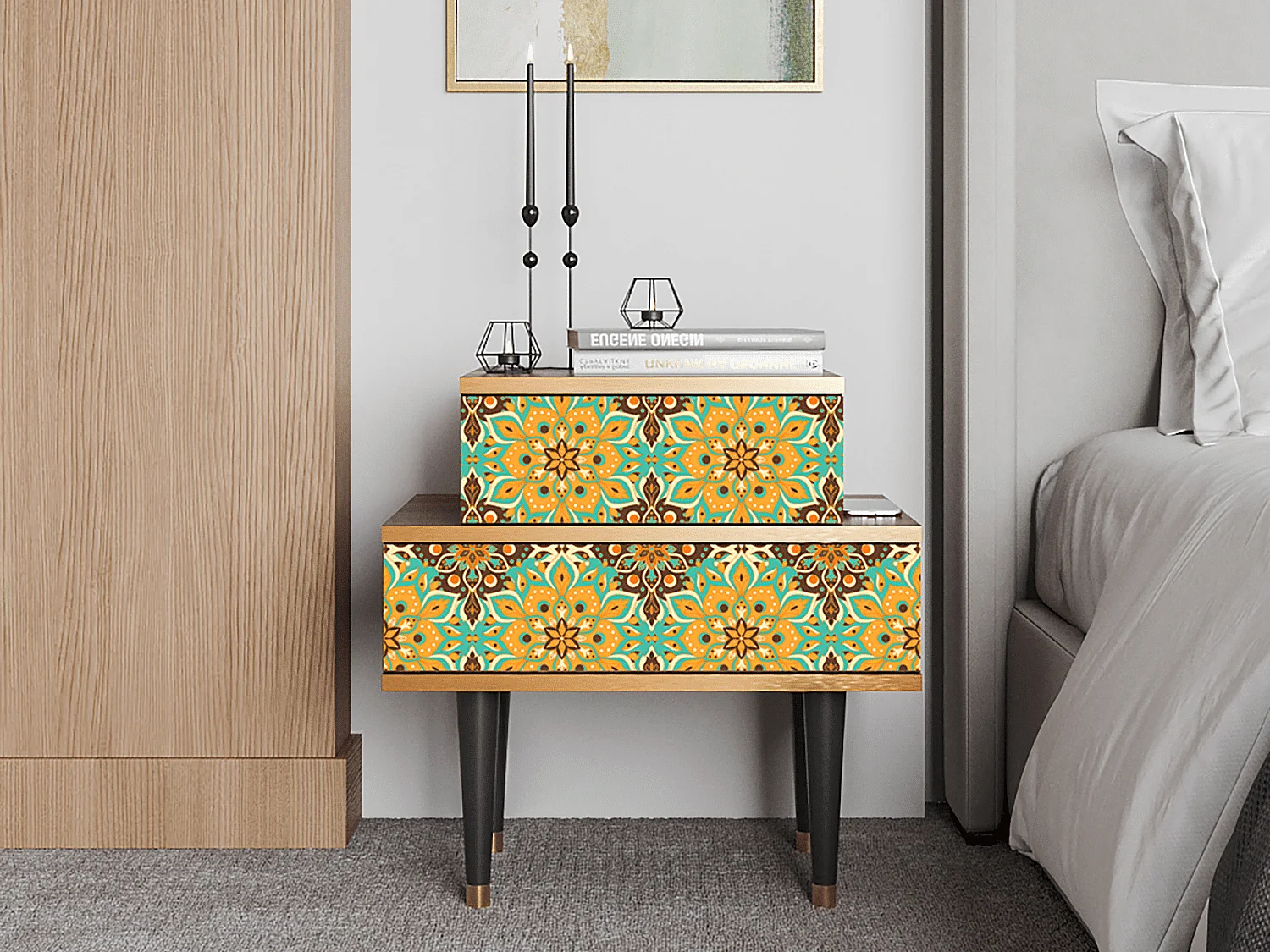 Table de nuit - 58х58х41 cm - NS1 - Indian Spices, Noyer