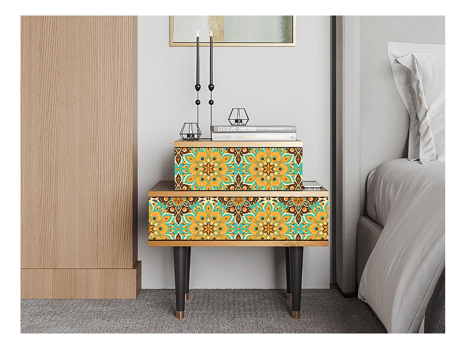Table de nuit - 58х58х41 cm - NS1 - Indian Spices, Noyer