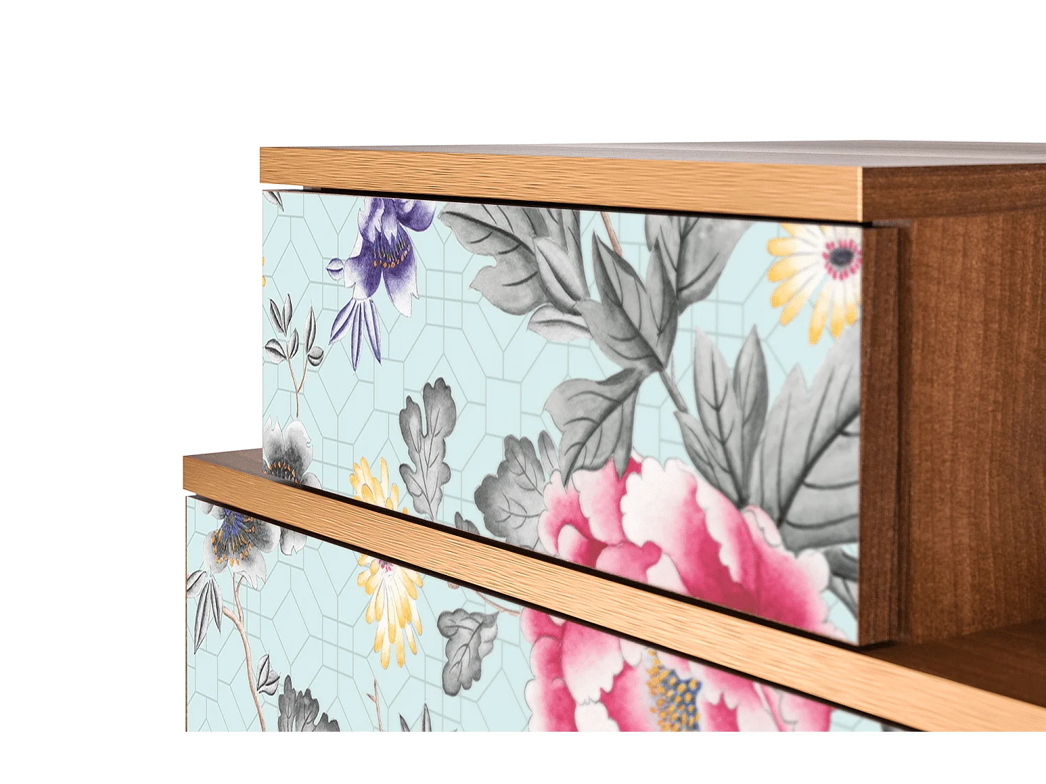 Criado-mudo - 58х58х41 cm - NS1 - Sky Garden, Nogueira