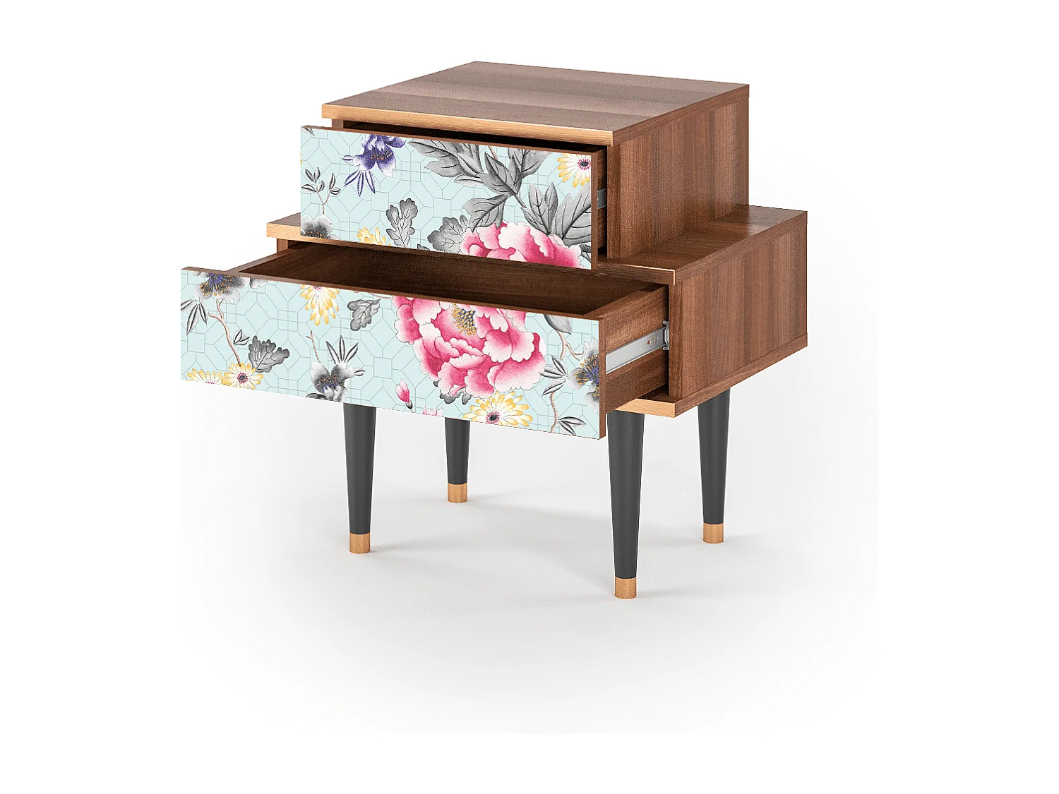 Criado-mudo - 58х58х41 cm - NS1 - Sky Garden, Nogueira