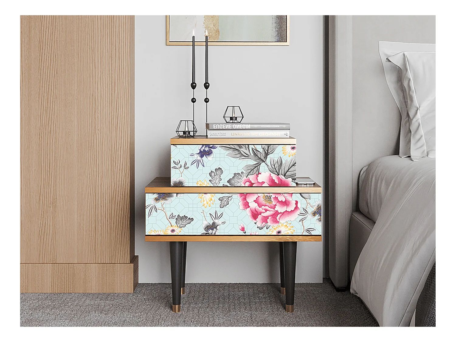 Table de nuit - 58х58х41 cm - NS1 - Sky Garden, Noyer