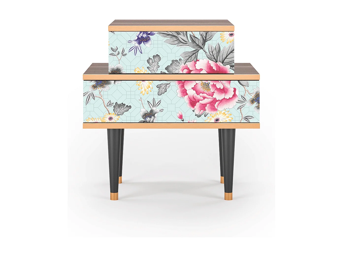 Stolik nocny - 58х58х41 cm - NS1 - Sky Garden, Orzech